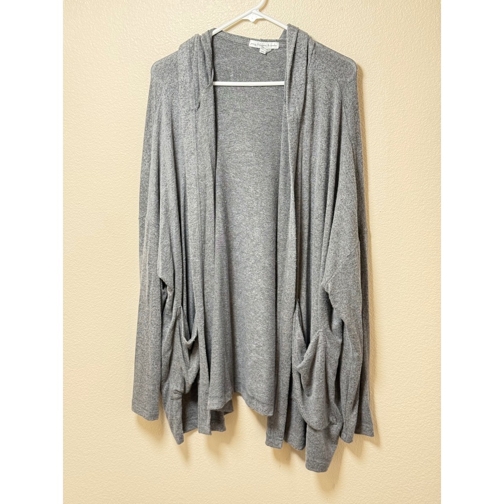 Young Fabulous & Broke Gray Hooded Open Front Cardigan Sweater Medium